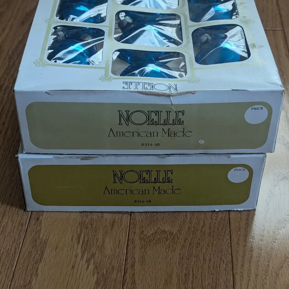 Vintage Noelle American Made Blue Silver Glass Christmas Tree Decor Ornaments